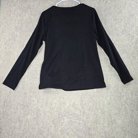 Black Rhinestone Embellished Long Sleeve Top By Sheilay Size M - Picture 2 of 5